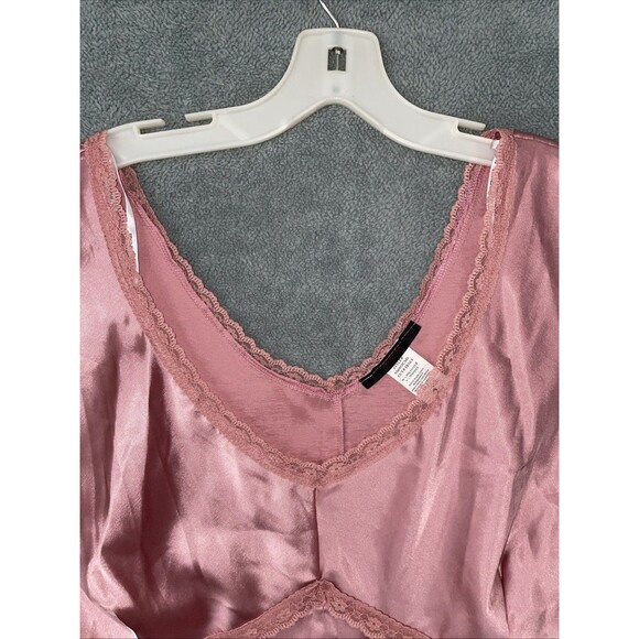Moa‎ Moa Top Womens 2X Pink Sleeveless V Neck Lace Satiny Y2k Fairy Festival - Picture 4 of 10